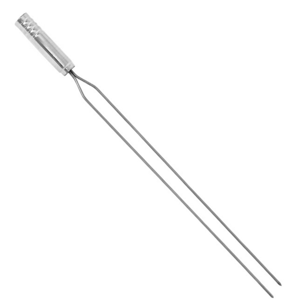Espeto Duplo Para Churrasco Inox Cabo Madeira 66cm